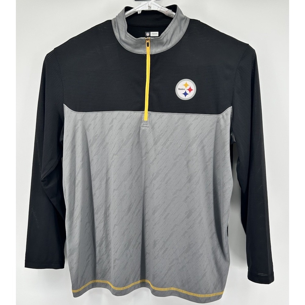 Pittsburgh Steelers NFL Team Apparel TX3 Short Sleeve Quarter Zip‎ Black 2XL